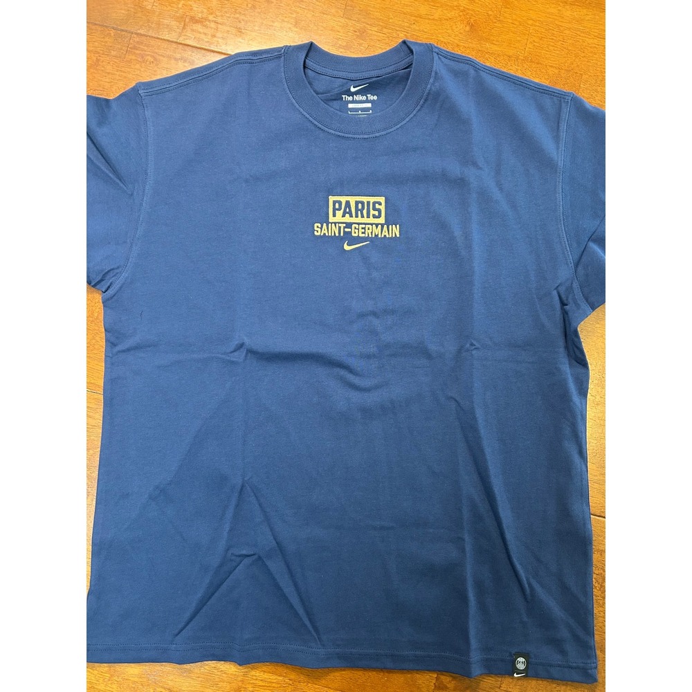 New Nike Paris Saint-Germain T-Shirt Mens L Navy Blue PSG Embroidered HF0825-410